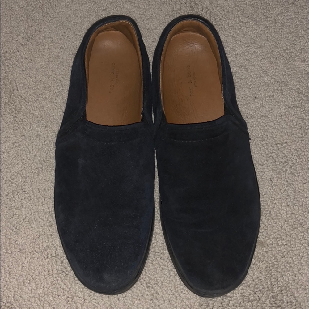 Rag and Bone navy suede slip on sneakers
